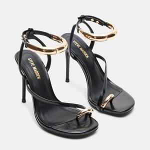 Steve Madden Black Heels with Gold Accents